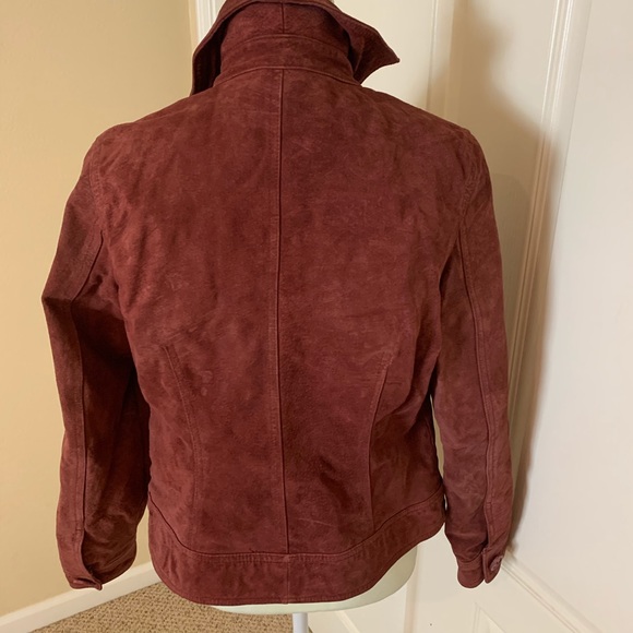 Maroon color suede jacket - Picture 3 of 8